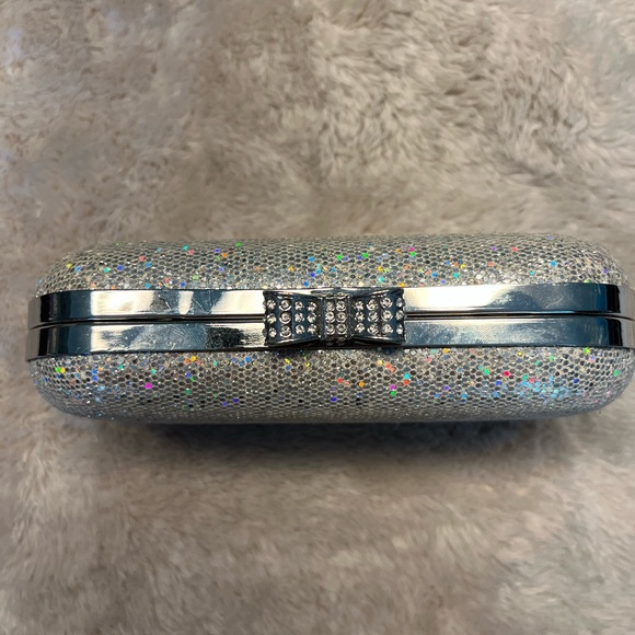 Women’s Sparkly Rhinestone Peep Toe Heels with Claire’s Sparkly Clutch/Purse - Picture 10 of 11